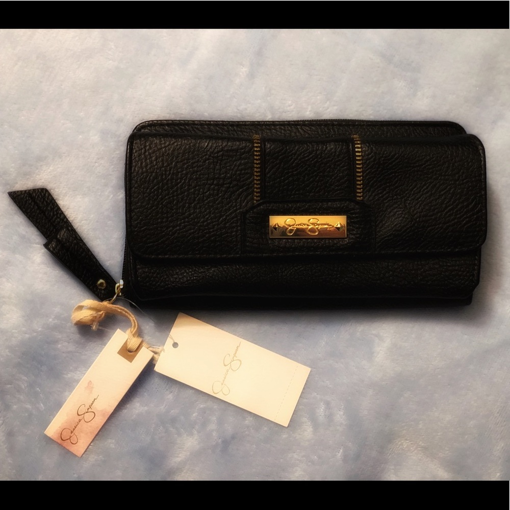 Jessica Simpson “Lexa” Zip/Snap Wallet - Black NWT